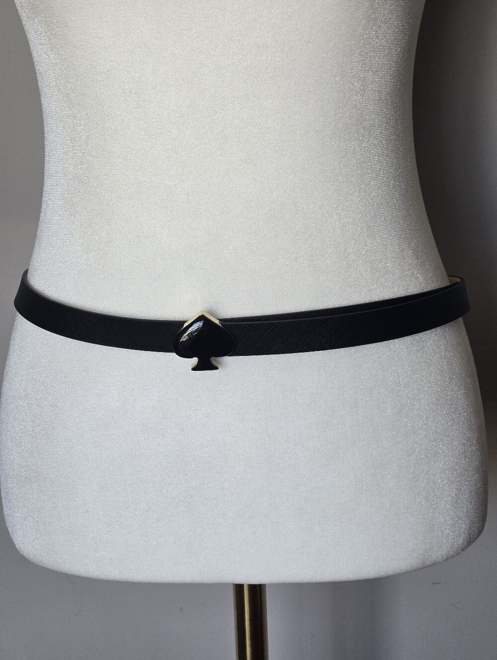NEW Kate Spade New York Black Leather Spade Belt with Black Spade Logo Size M